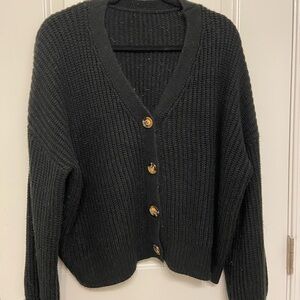 SHEIN Black Button-Up Cardigan